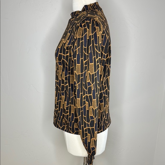 Walter Baker Rosalyn Geometric Patterned Black and Brown Women's Top Medium - Picture 3 of 7